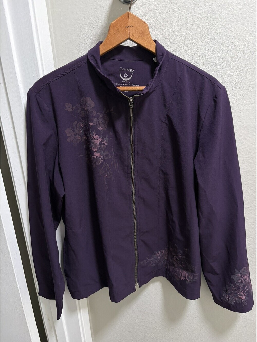 Zenergy Chicos M Purple Floral Long Sleeve Jacket Y2K